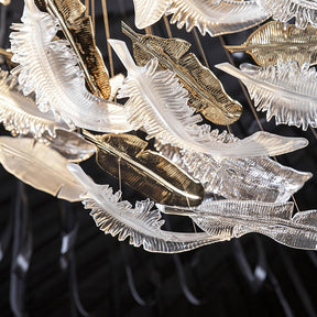 Galaxy Glass Feathers Flying Chandelier