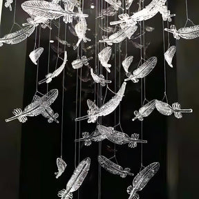 Galaxy Glass Feathers Flying Chandelier