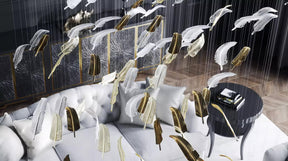 Galaxy Glass Feathers Flying Chandelier
