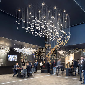 Galaxy Glass Feathers Flying Chandelier