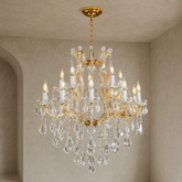 Maria Theresa Gold Chandelier in a dining room