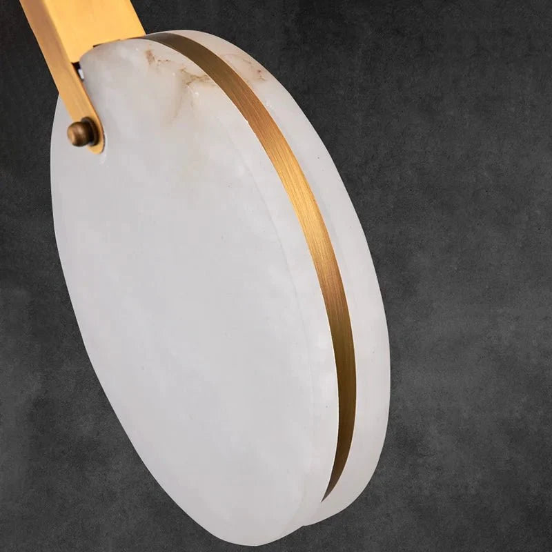 Moonshade marble disc chandelier close-up