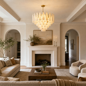 Hollis Modern Alabaster Tiered Chandelier