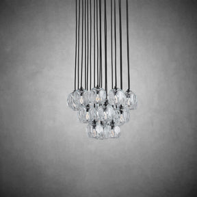 Kristal Round Cluster Crystal Chandelier, Foyer Entryway, Living Room Lamp