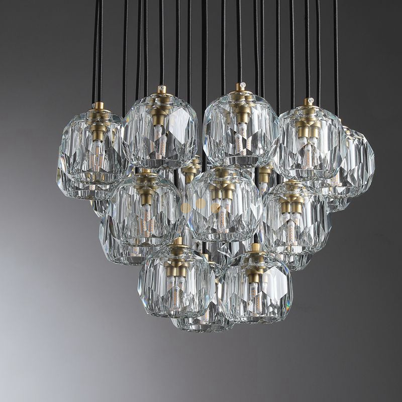 Kristal Round Cluster Crystal Chandelier, Foyer Entryway, Living Room Lamp