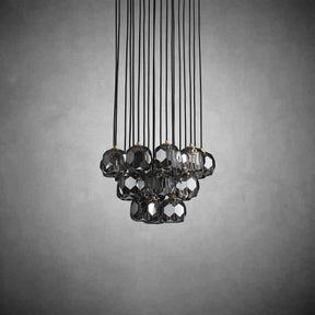 Kristal Round Cluster Crystal Chandelier, Foyer Entryway, Living Room Lamp