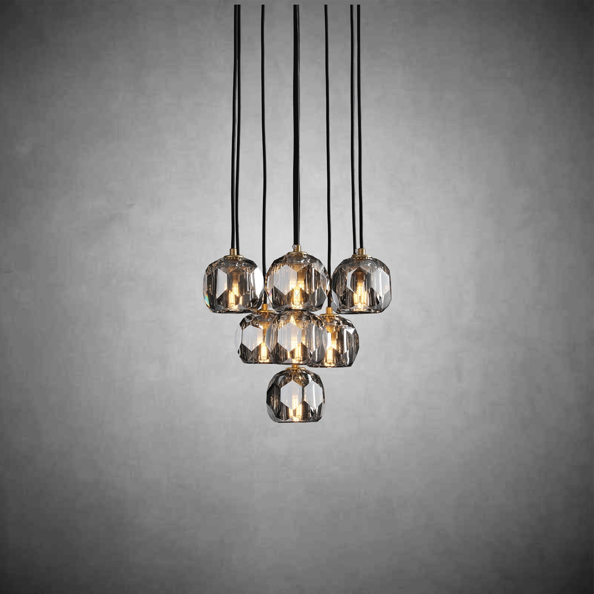 Kristal Round Cluster Crystal Chandelier, Foyer Entryway, Living Room Lamp