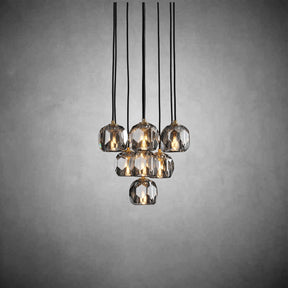 Kristal Round Cluster Crystal Chandelier, Foyer Entryway, Living Room Lamp