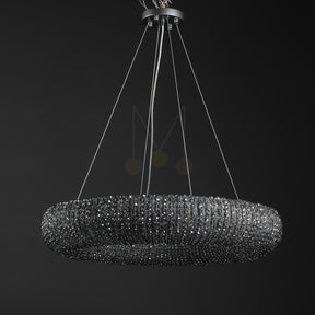 Nicolle Modern Luxury Amber Crystal Clear Round Chandeliers for Bedroom