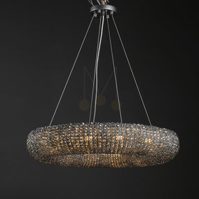 Nicolle Modern Luxury Amber Crystal Clear Round Chandeliers for Bedroom