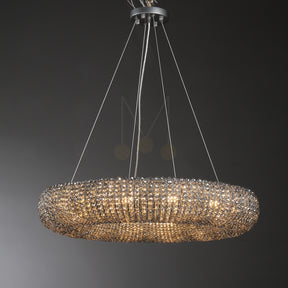 Nicolle Modern Luxury Amber Crystal Clear Round Chandeliers for Bedroom