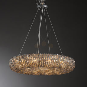 Nicolle Modern Luxury Amber Crystal Clear Round Chandeliers for Bedroom