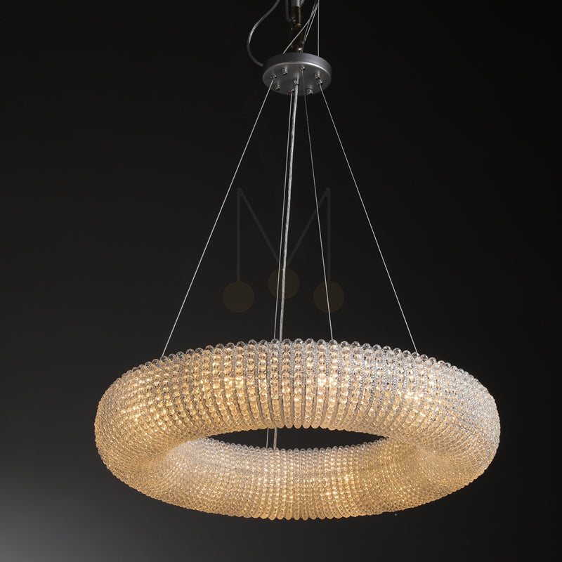 Nicolle Modern Luxury Amber Crystal Clear Round Chandeliers for Bedroom