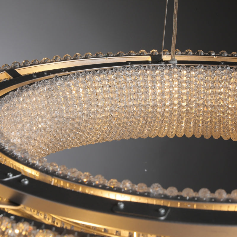 Nicolle Modern Luxury Amber Crystal Clear Round Chandeliers for Bedroom