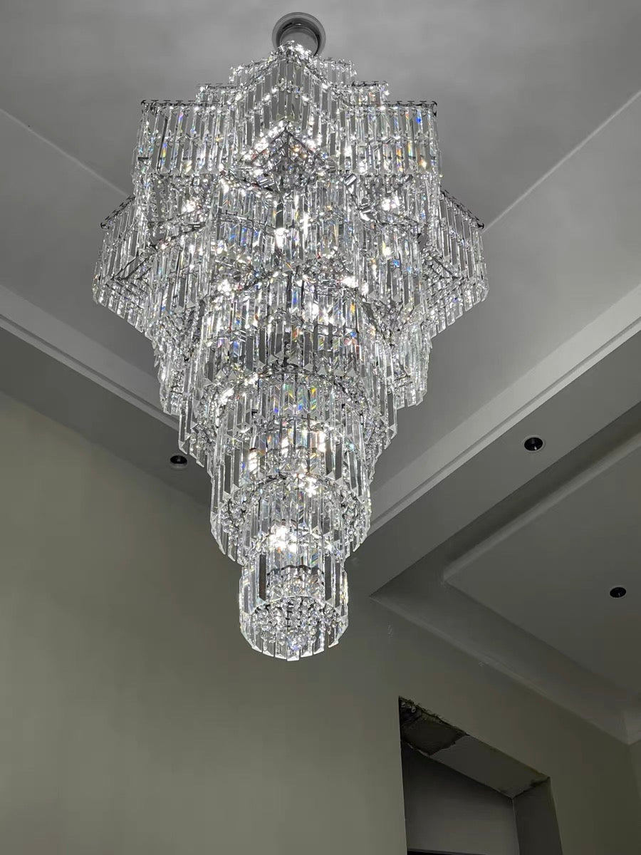 Luxury Extra Large Plaza Multi-Tier Crystal Chandelier For Hotel Hall / 2 Story Foyer / High Ceiling Living Room