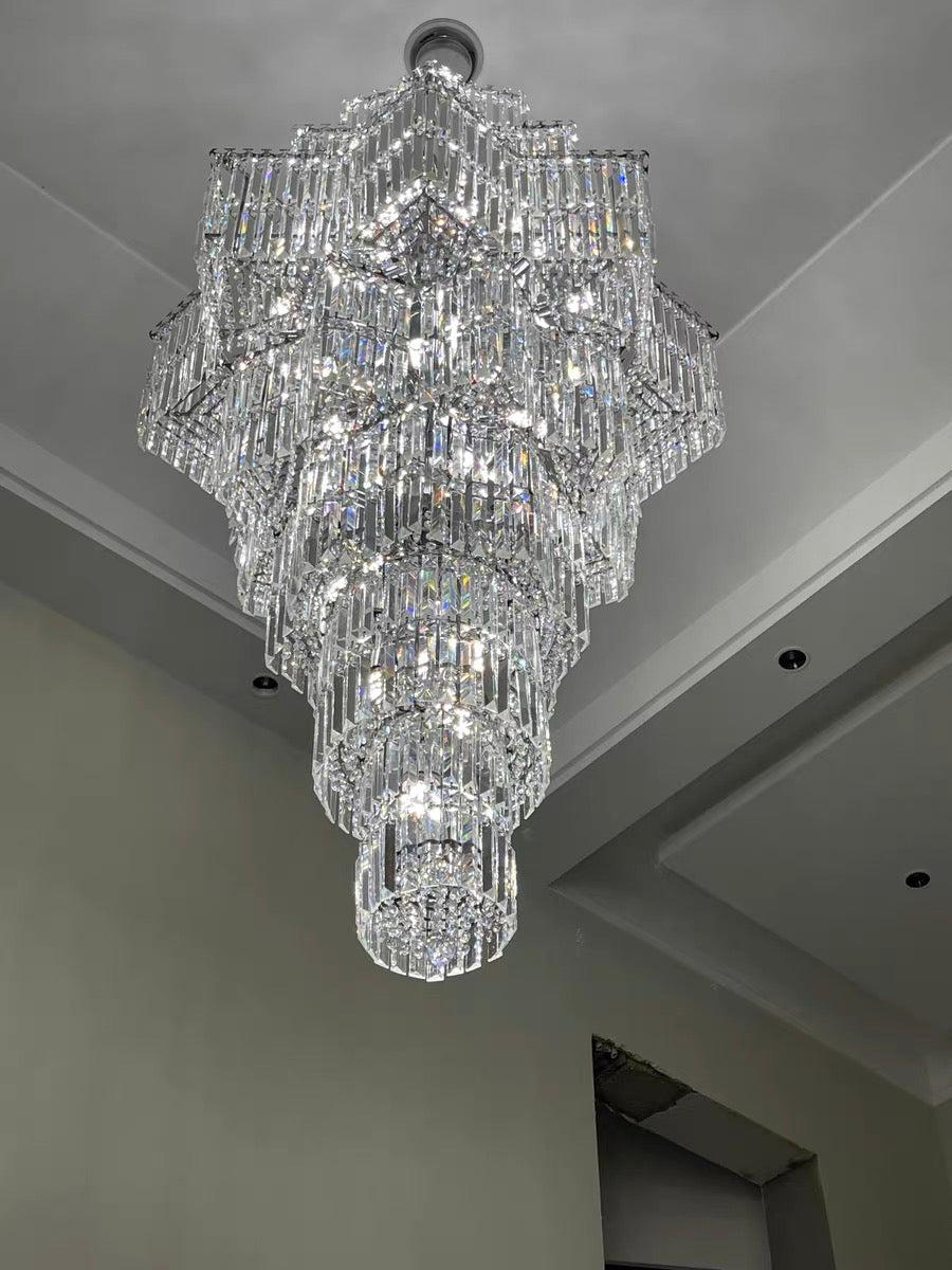 Luxury Plaza Multi-Tier Crystal Chandelier for High Ceilings/Hotel Hall / 2 Story Foyer - Merlin Lamps