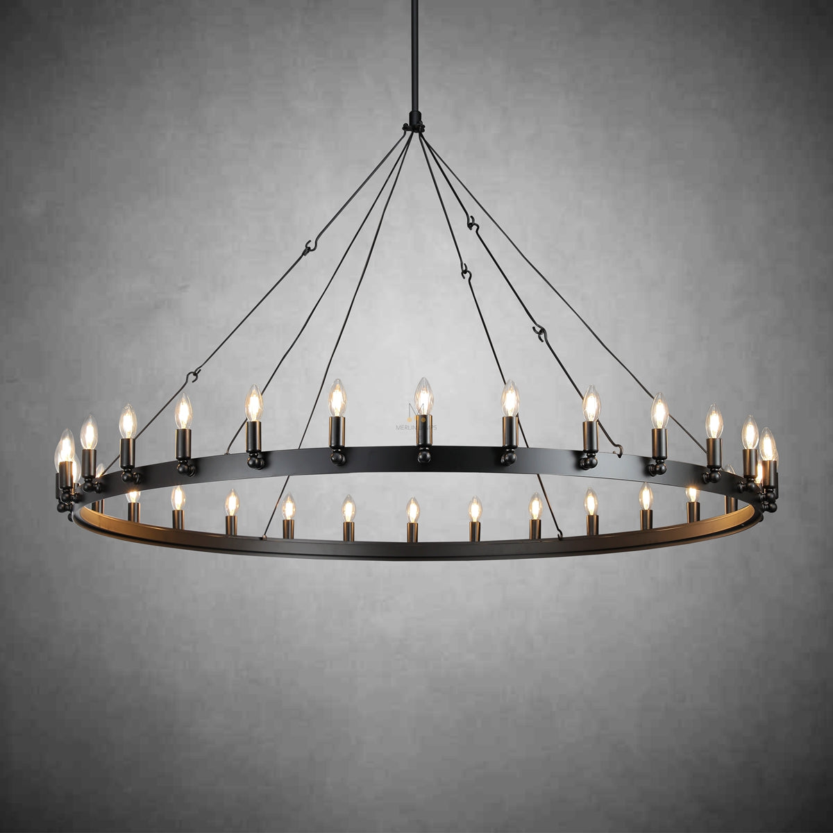 Dania Series Luxury Vintage Filament Round Chandelier, Classic Chandelier Lighting Fixture