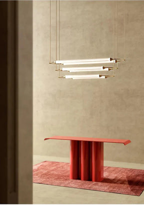 Minimalism Brass Ellipse Horizontal LED Chandelier for Kitchen Island/Dining Room