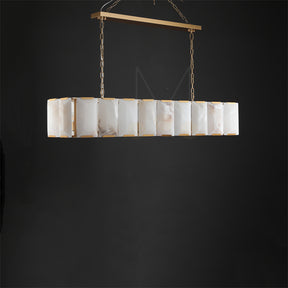 Harlew Multicurve Calcite Rectangular Chandelier, Modern Elegance Lamp for Living Rooms, Dining Areas, and Bedrooms