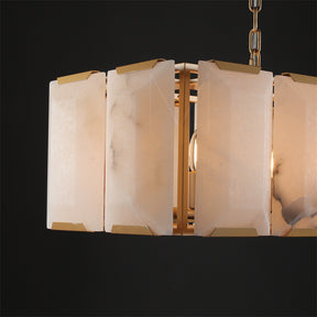 Harlew Multicurve Calcite Rectangular Chandelier, Modern Elegance Lamp for Living Rooms, Dining Areas, and Bedrooms