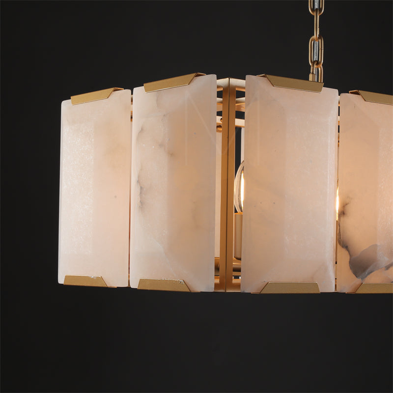 Harlew Multicurve Calcite Rectangular Chandelier, Modern Elegance Lamp for Living Rooms, Dining Areas, and Bedrooms