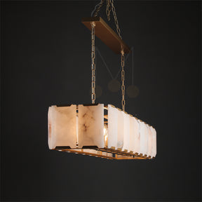 Harlew Multicurve Calcite Rectangular Chandelier, Modern Elegance Lamp for Living Rooms, Dining Areas, and Bedrooms