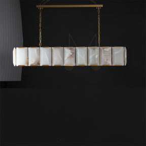 Harlew Multicurve Calcite Rectangular Chandelier, Modern Elegance Lamp for Living Rooms, Dining Areas, and Bedrooms