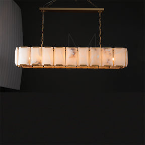 Harlew Multicurve Calcite Rectangular Chandelier, Modern Elegance Lamp for Living Rooms, Dining Areas, and Bedrooms