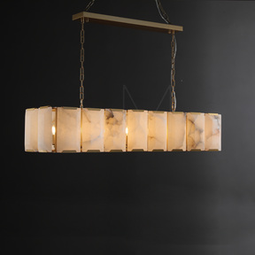 Harlew Multicurve Calcite Rectangular Chandelier, Modern Elegance Lamp for Living Rooms, Dining Areas, and Bedrooms