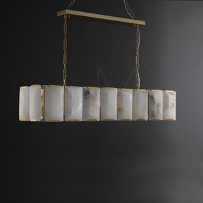 Harlew Multicurve Calcite Rectangular Chandelier, Modern Elegance Lamp for Living Rooms, Dining Areas, and Bedrooms