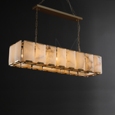 Harlew Multicurve Calcite Rectangular Chandelier, Modern Elegance Lamp for Living Rooms, Dining Areas, and Bedrooms