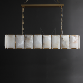 Harlew Multicurve Calcite Rectangular Chandelier, Modern Elegance Lamp for Living Rooms, Dining Areas, and Bedrooms