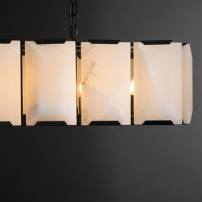 Harlew Multicurve Calcite Rectangular Chandelier, Modern Elegance Lamp for Living Rooms, Dining Areas, and Bedrooms