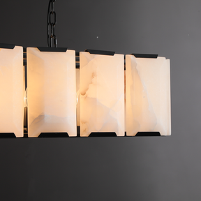 Harlew Multicurve Calcite Rectangular Chandelier, Modern Elegance Lamp for Living Rooms, Dining Areas, and Bedrooms