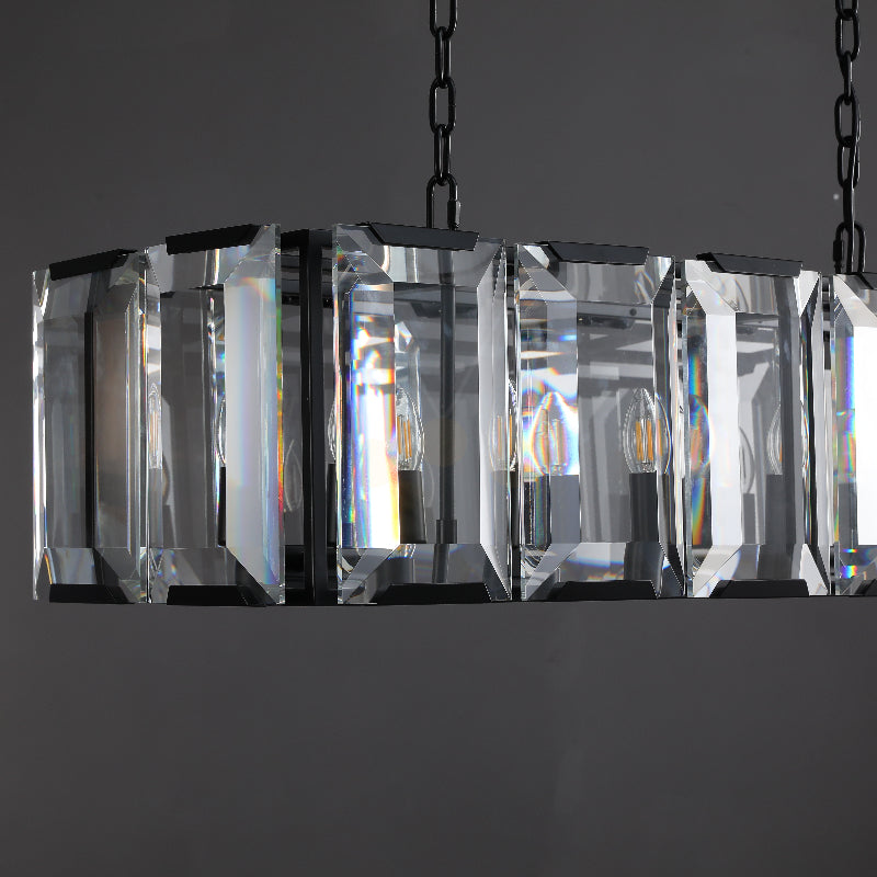 Harlew Multicurve Modern Crystal Rectangular Chandelier, Luxury Elegance Lamp