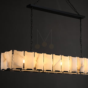 Harlew Multicurve Calcite Rectangular Chandelier, Modern Elegance Lamp for Living Rooms, Dining Areas, and Bedrooms