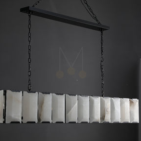 Harlew Multicurve Calcite Rectangular Chandelier, Modern Elegance Lamp for Living Rooms, Dining Areas, and Bedrooms