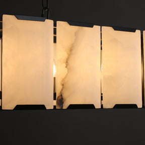 Harlew Multicurve Calcite Rectangular Chandelier, Modern Elegance Lamp for Living Rooms, Dining Areas, and Bedrooms