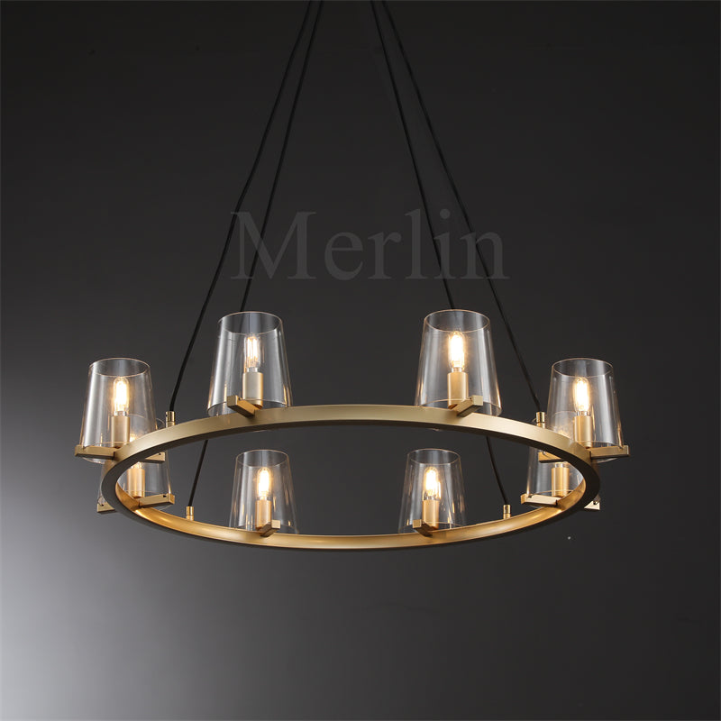 Paul Clear Glass Round Chandelier, Home Decoration Lamp for Living Room, Bedroom, Dining Room