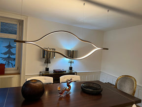 Modern Simple Brass Waving Chandelier for Living/Dining Room/Kitchen Island