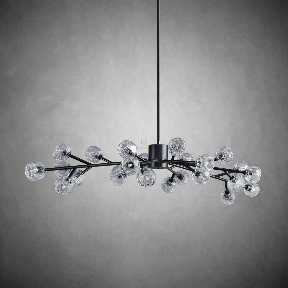 Kristal Modern Clear Crystal Round Chandelier Over Dining Table