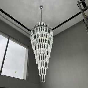 Extra Large Modern Pyramid-shape Crystal Chandelier for High-ceiling - Merlin Lamps