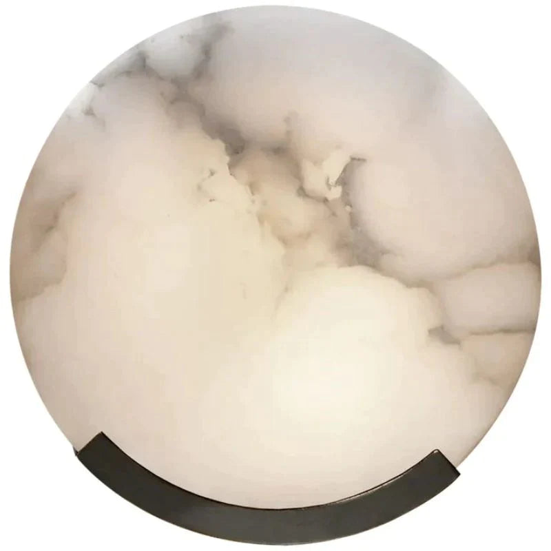 Iris Alabaster Round Plate Sconce,Modern Wall Lamp