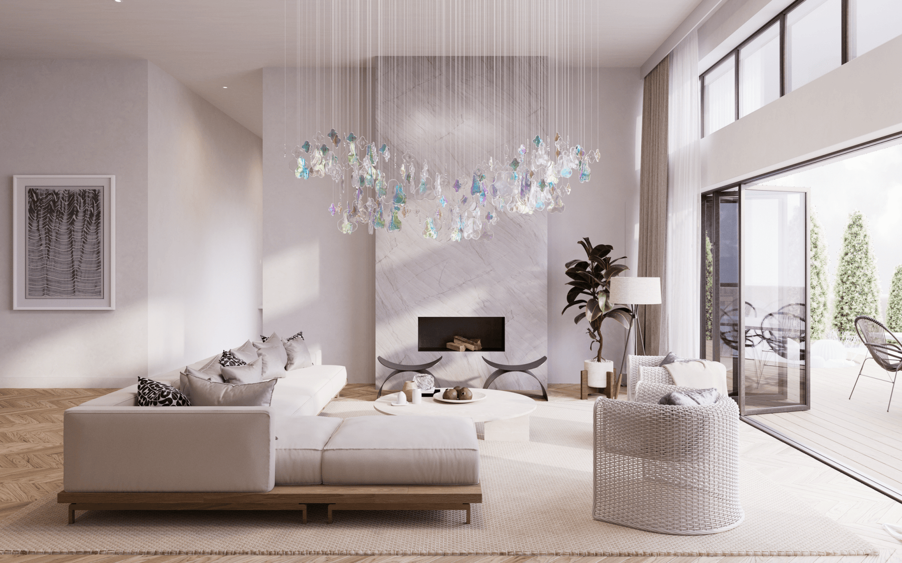 Galaxy Iris Iridescent Blossom Chandelier