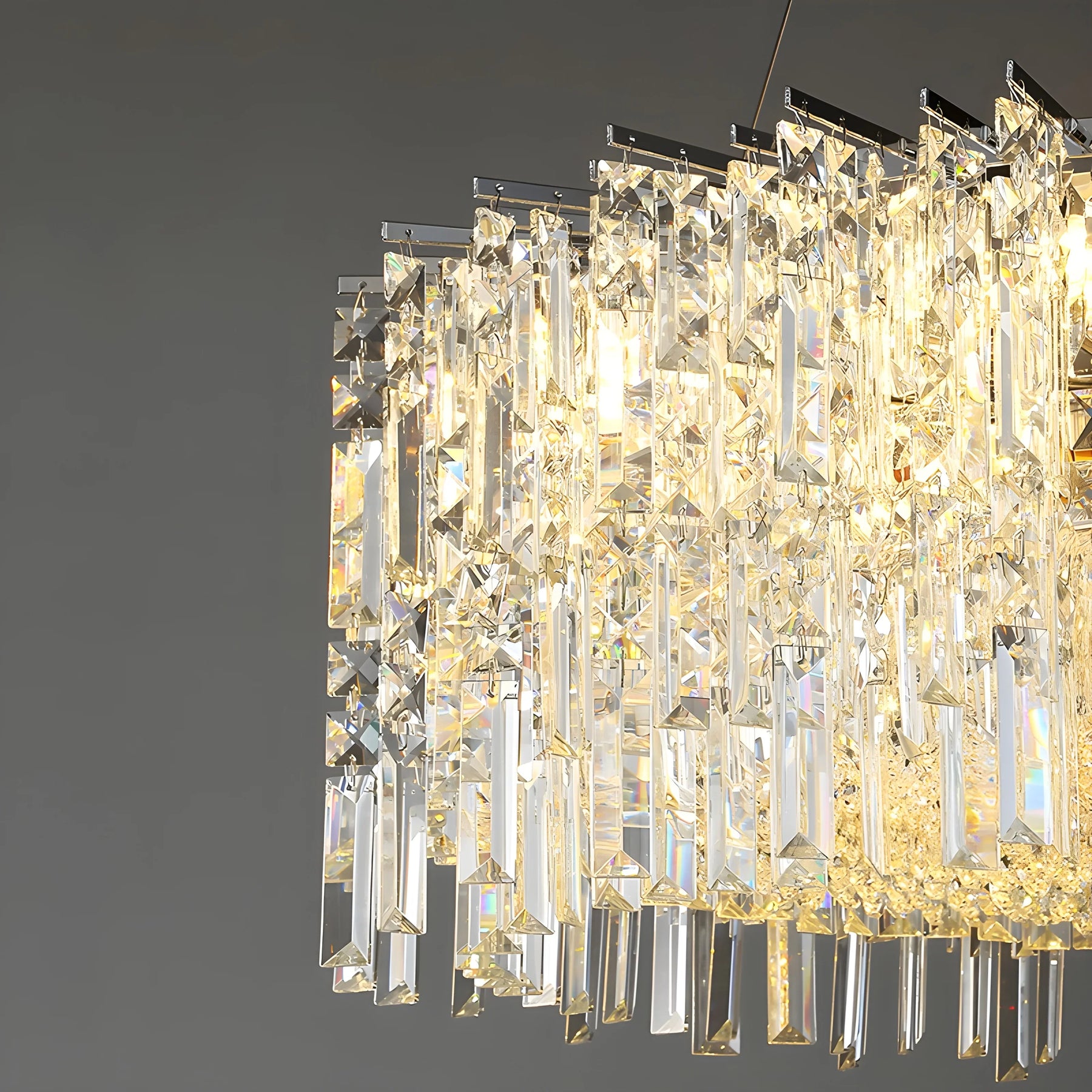 Chrome Silver Stylish Round Crystal Chandelier Modern Ceiling Pendant Light For Living Room/ Bedroom