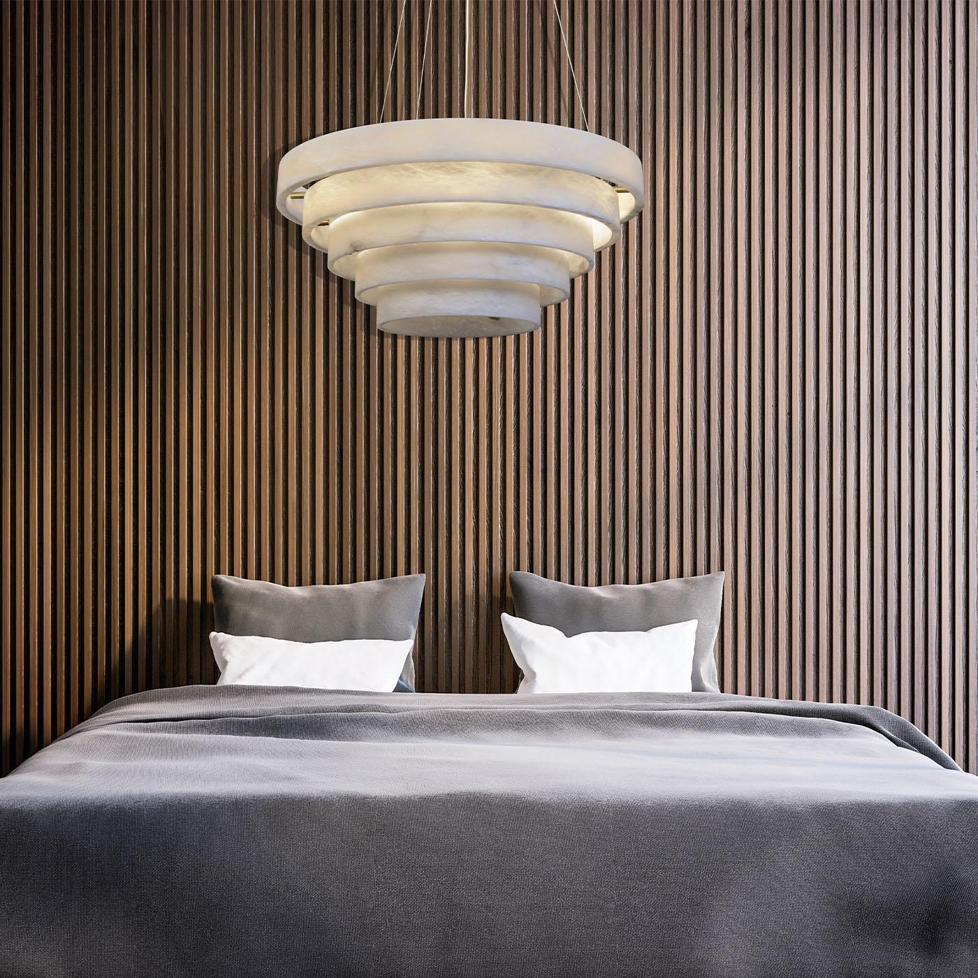 Alabaster Round Suspension Chandelier 52'' - Merlin Lamps