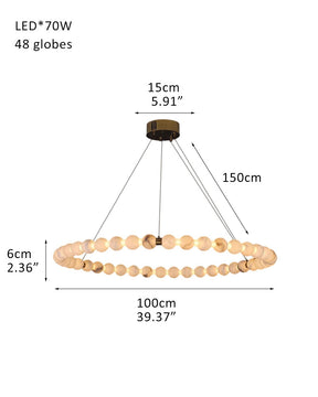 Modern Pearl Alabaster Necklace Circle Triple Chandelier with Dia 60+80+100cm