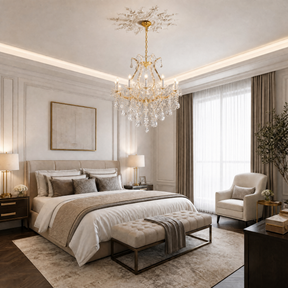 Maria Theresa Gold Chandelier in a laundry room