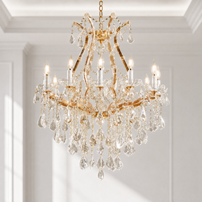 Maria Theresa Gold Chandelier in a living room