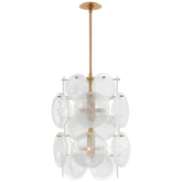 Talia Barrel Glass Chandelier 20", Kitchen Lighting Modern Chandelier for Home